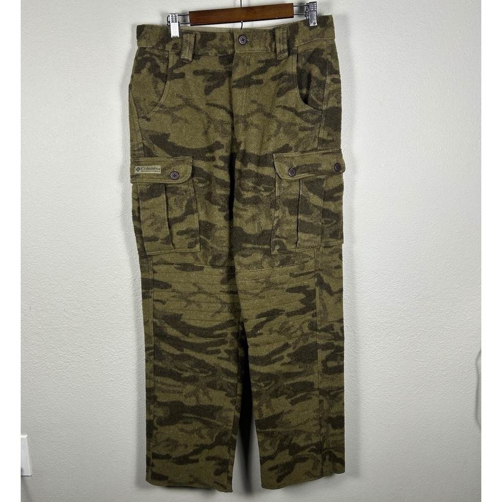 Columbia Cargo Pants Camo Wool Blend Gallatin Range Sz 34x36 Hunting Vtg HM8040